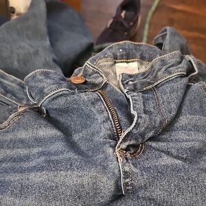 Classic Blue Denim Jacket with Button & Zip